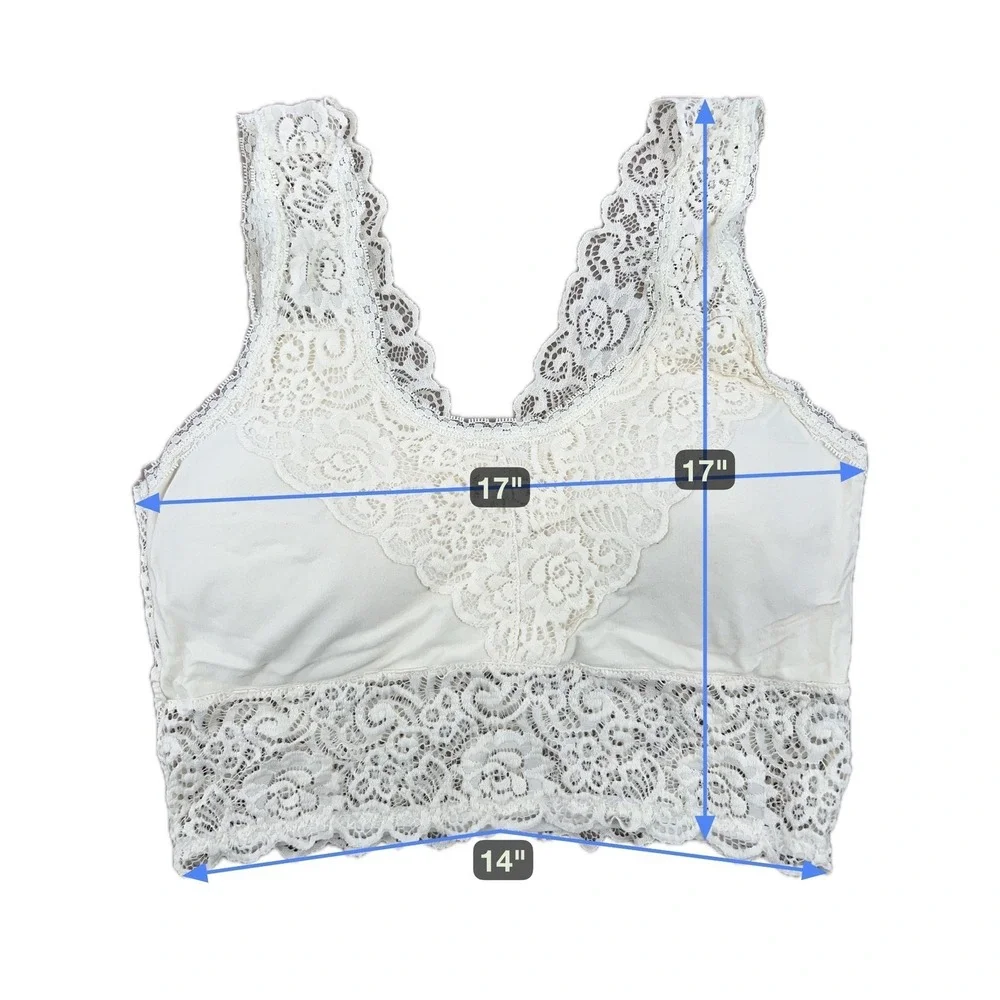 A Beautiful Soul‎ Lace Bralette Women B Blue White Floral Crop Boho Coquette 2PK